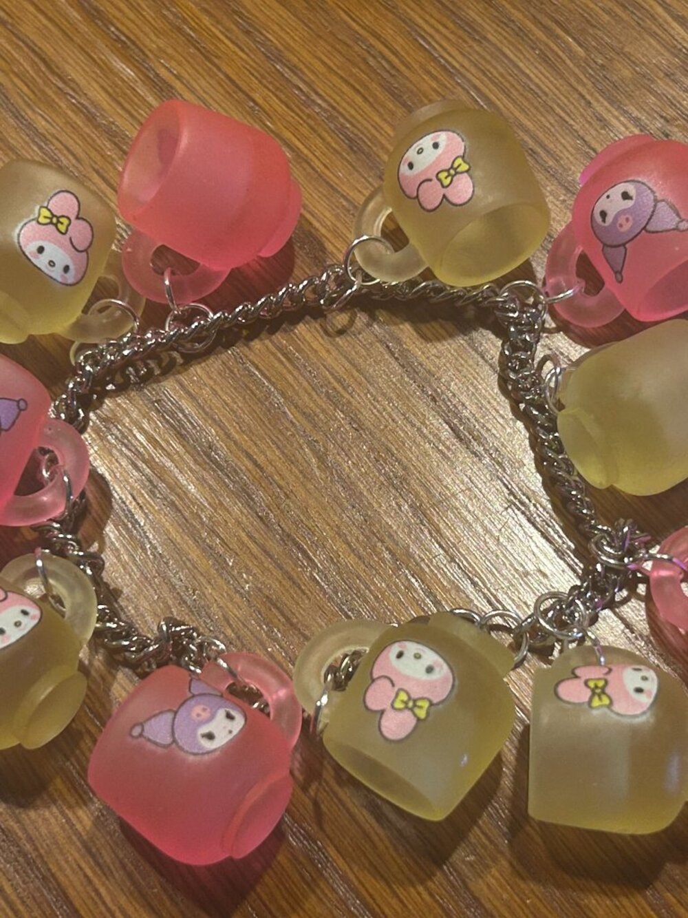 Handmade Sanrio Inspired Tiny Cup Yellow and Pink Bracelet